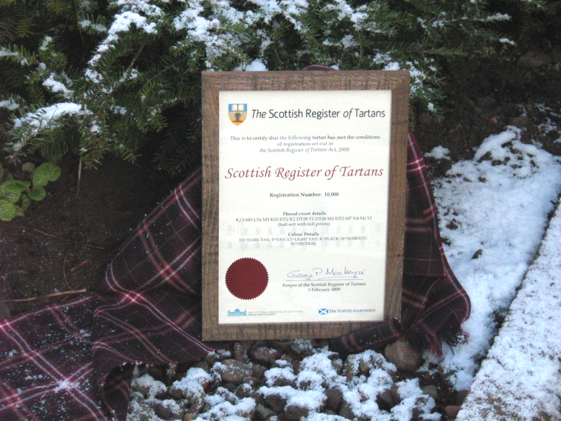 Framed tartan certificate